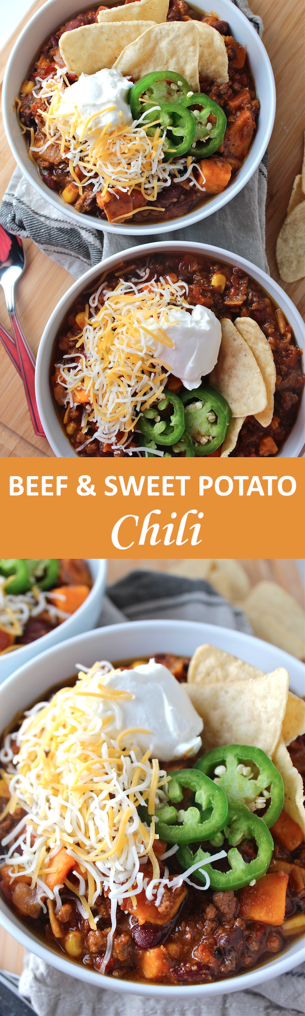 This hearty and comforting Beef & Sweet Potato Chili is perfect for fall dinners! | The Millennial Cook #fallrecipe #chili #comfortfood