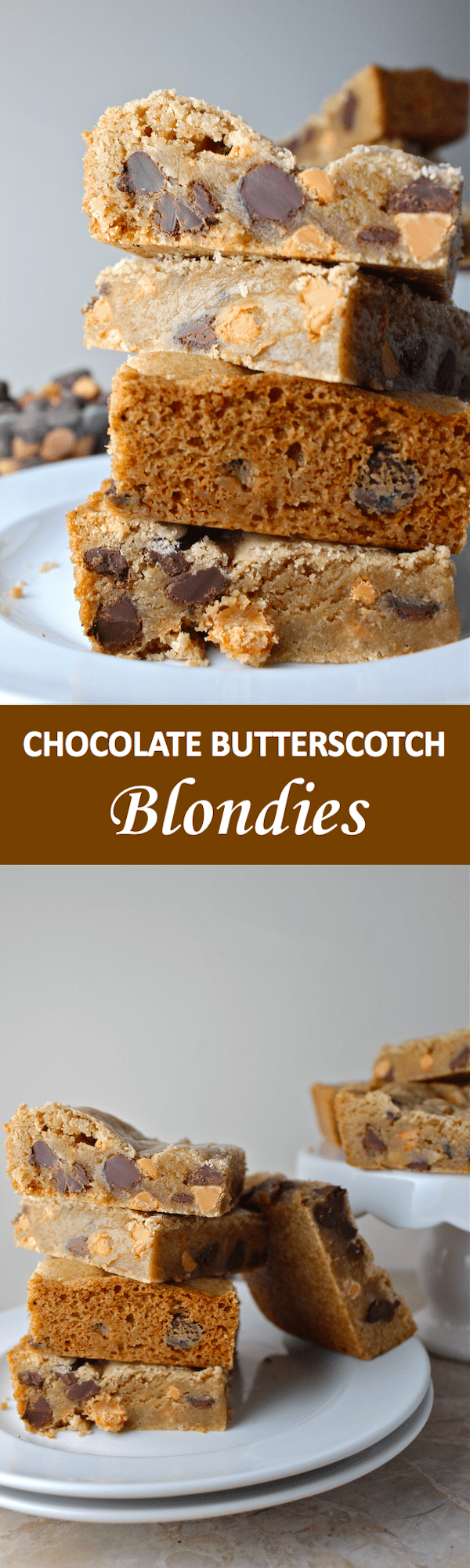 These rich, chewy, and sweet Chocolate Butterscotch Blondies are one of my favorite sweet treats! | The Millennial Cook #chocolate #butterscotch #blondies