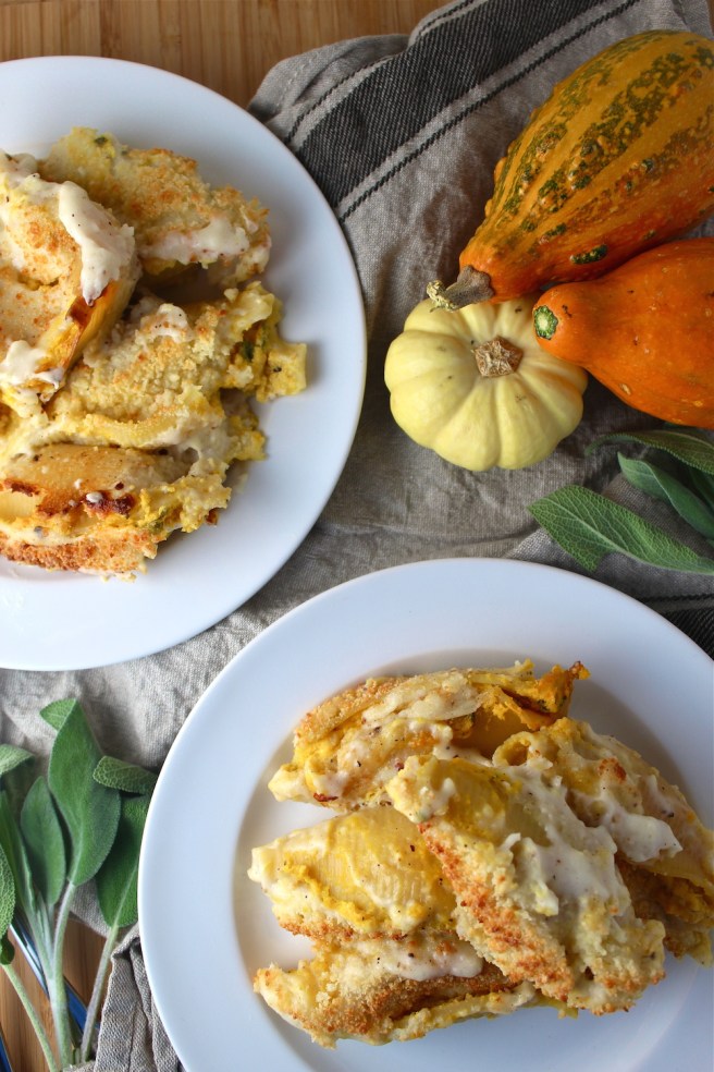 I can’t get over these Pumpkin & Ricotta Stuffed Shells - the most amazing fall comfort food! | The Millennial Cook #fallrecipe #pasta #pumpkin #ricotta #sage #italian