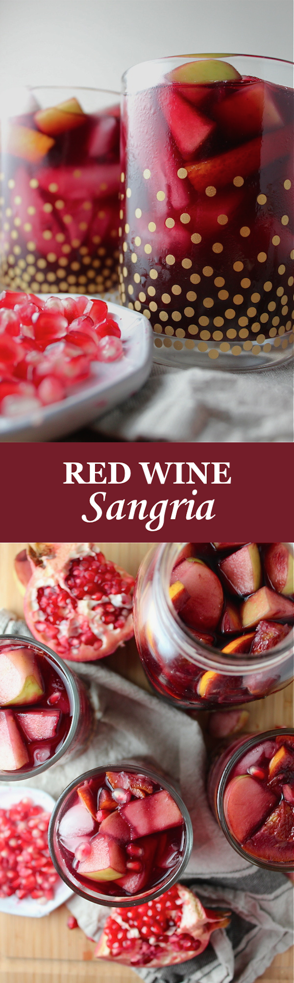 This Red Wine Sangria is sweetened up with pomegranate juice, apples, and oranges for the perfect party cocktail! | The Millennial Cook #fallrecipe #sangria #cocktail #pomegranate