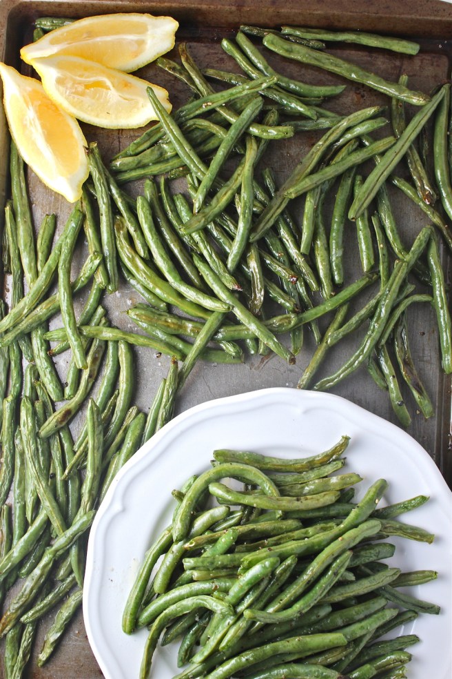 These Roasted Green Beans are dressed with olive oil and lemon juice for the easiest and most delicious side dish! | The Millennial Cook #greenbeans