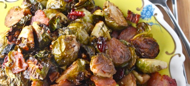 These Sweet & Tart Caramelized Brussels Sprouts are loaded with tart balsamic vinegar, sweet maple syrup, and plenty of bacon for the most delicious and decadent side dish! | The Millennial Cook #fallrecipe #brusselssprouts #bacon #maple