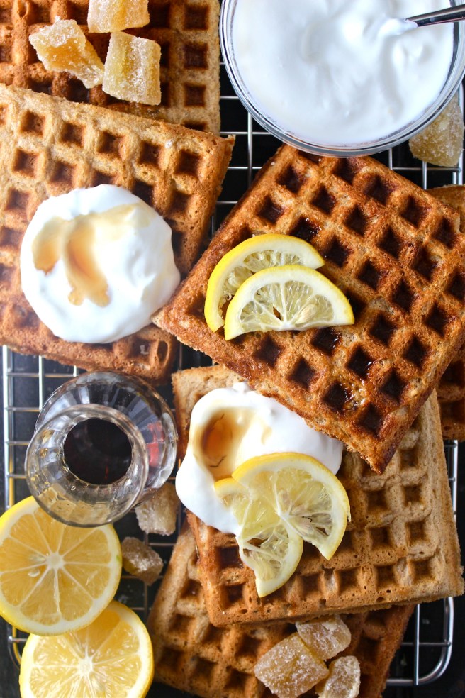These Lemon Ginger Waffles are warm, sweet, tart, and spicy - the perfect breakfast for a cozy winter weekend at home! | The Millennial Cook #winterrecipe #waffles #breakfast #brunch #lemon #ginger