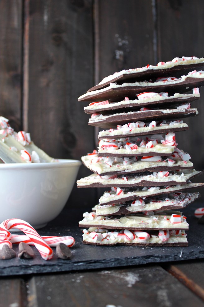 This Peppermint Bark combines semisweet and white chocolate with crushed peppermint candy for an amazing holiday treat! | The Millennial Cook #winterrecipe #christmasrecipe #chocolate #peppermint #peppermintbark #candy