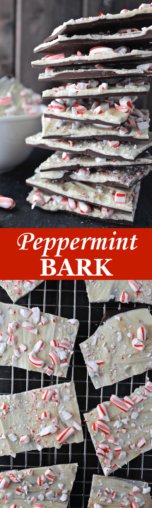 This Peppermint Bark combines semisweet and white chocolate with crushed peppermint candy for an amazing holiday treat! | The Millennial Cook #winterrecipe #christmasrecipe #chocolate #peppermint #peppermintbark #candy