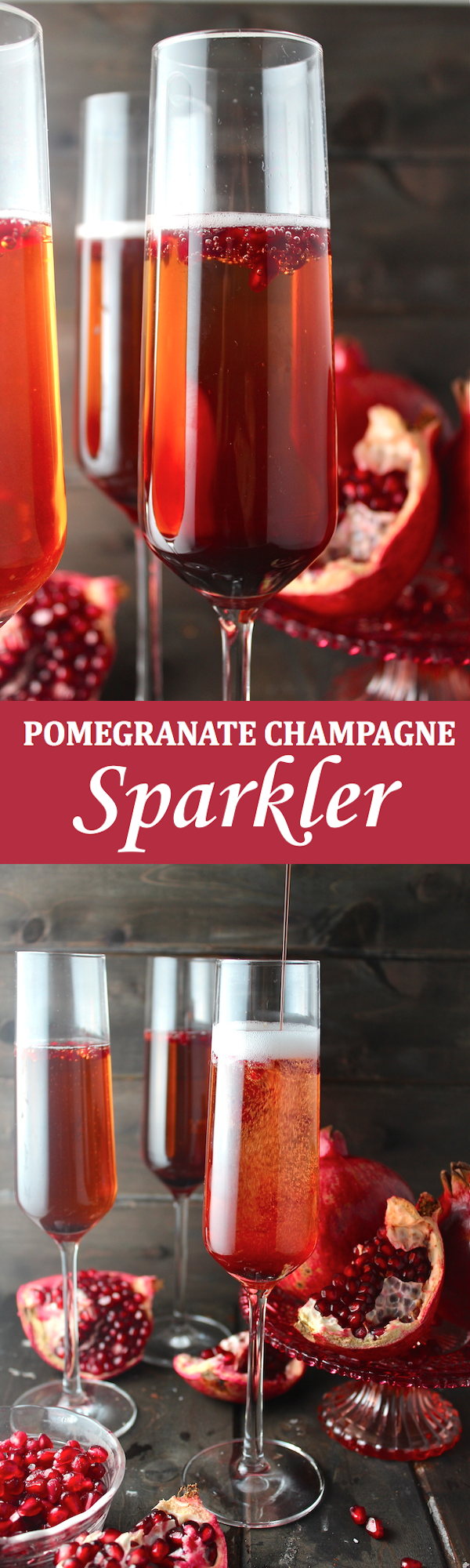This Pomegranate Champagne Sparkler is the perfect sweet, tart, and bubbly celebration cocktail! | The Millennial Cook #champagne #cocktail #pomegranate