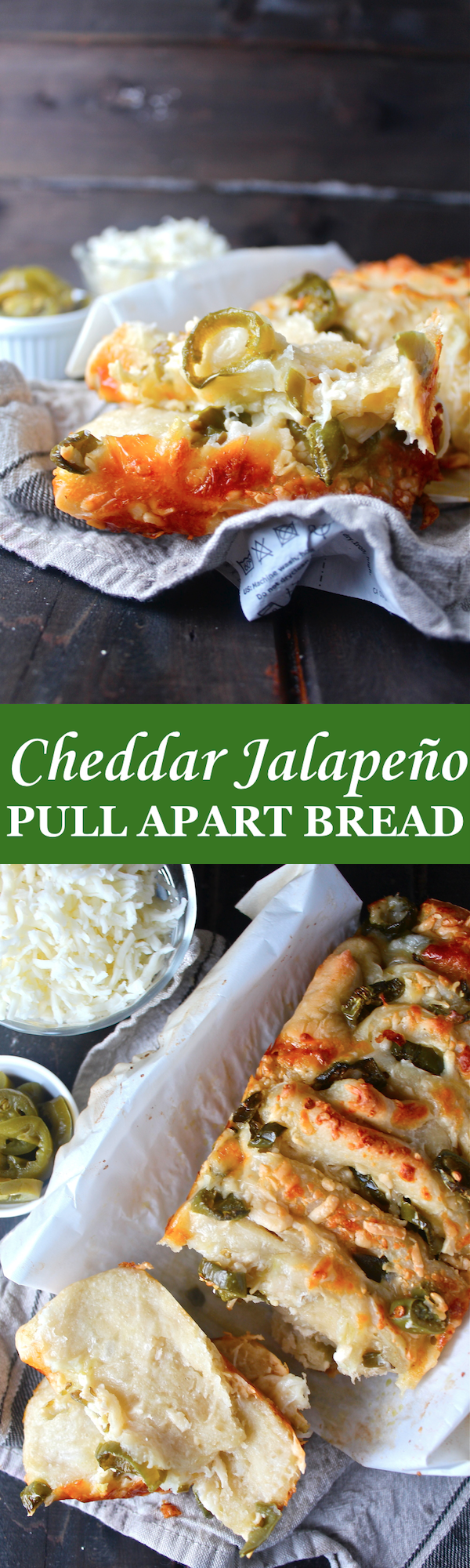 This Cheddar Jalapeno Pull Apart Bread is warm, cheesy, spicy, and so easy to throw together! | The Millennial Cook #cheddar #jalapeno #pullapartbread
