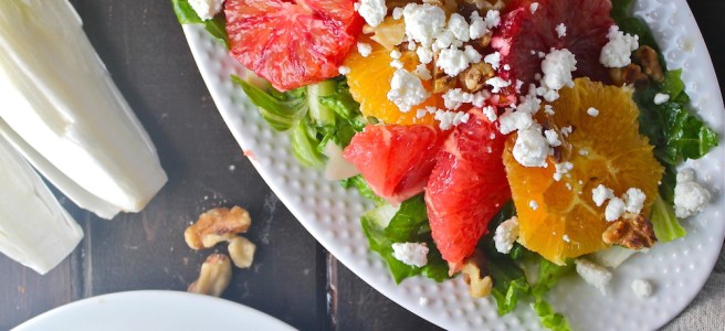 This elegant Citrus & Endive Salad is vibrantly flavored with oranges, grapefruits, and bitter endive! | The Millennial Cook #winterrecipe #salad #citrus #orange #grapefruit #endive