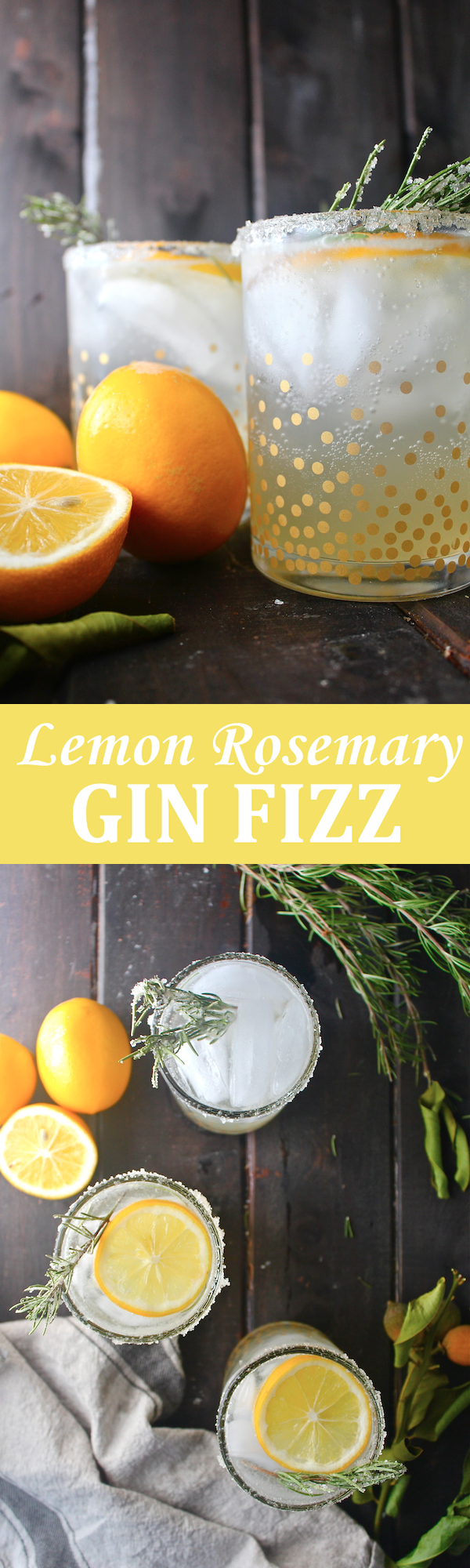 This Lemon Rosemary Gin Fizz is a fun sparkling drink flavored with tart lemon juice and bold rosemary! | The Millennial Cook #winterrecipe #drink #cocktail #lemon #rosemary #gin #ginfizz
