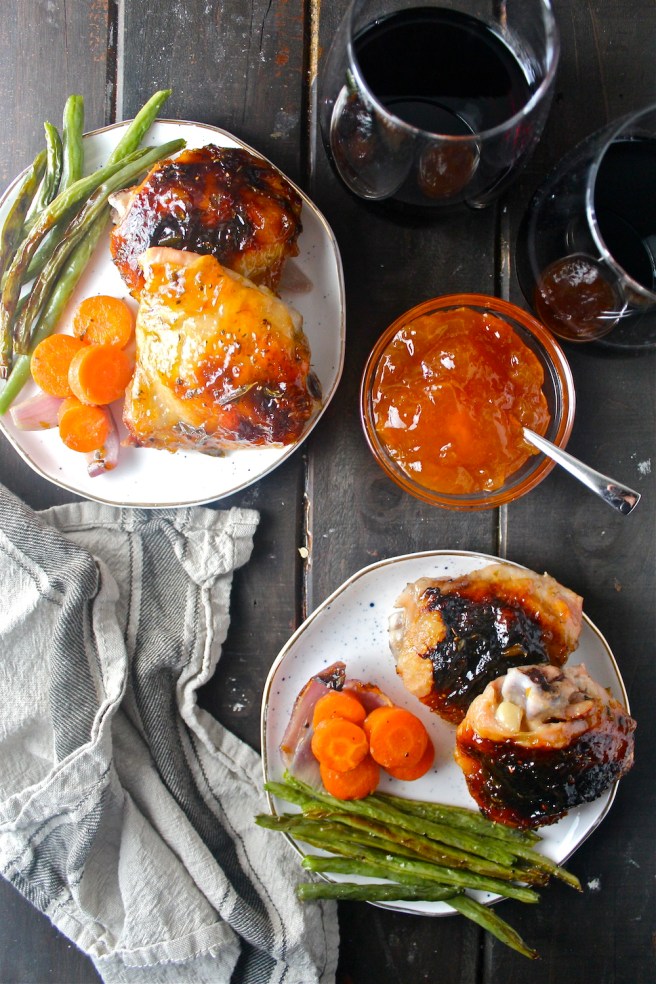 This Roasted Apricot Chicken is an easy one-pan meal featuring the most delicious sweet and savory apricot glaze! | The Millennial Cook #chicken #roastedchicken #apricot #onepan