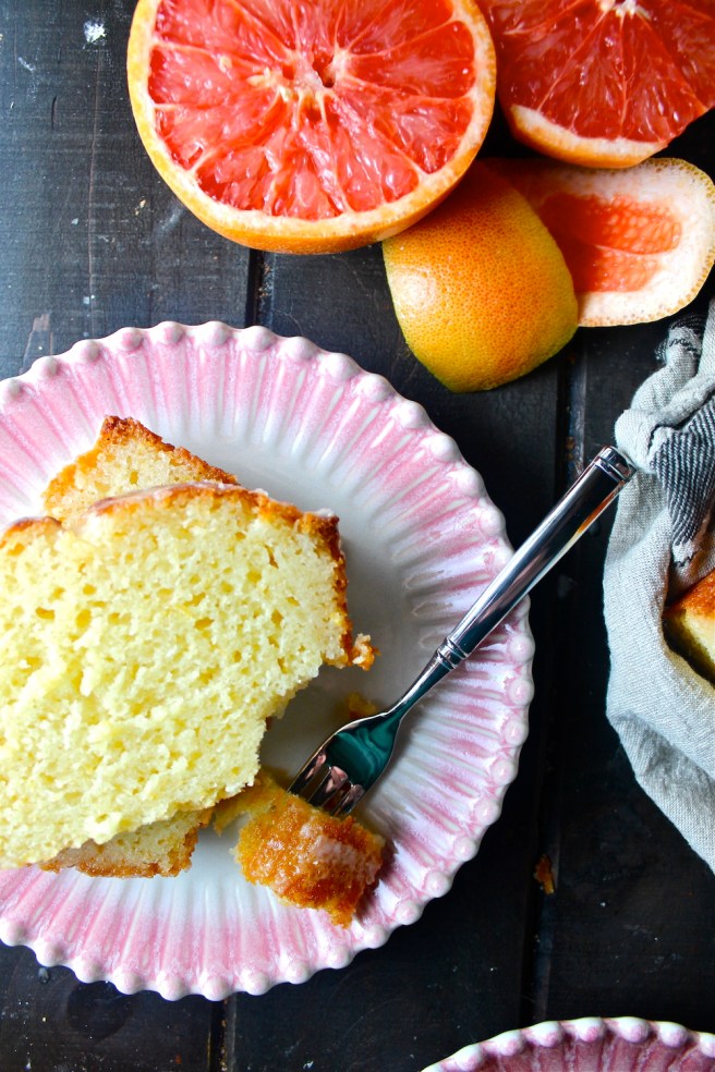 This Grapefruit Yogurt Pound Cake is so rich, sweet, and tart - the perfect rustic homemade dessert! | The Millennial Cook #winterrecipe #poundcake #grapefruit #citrus