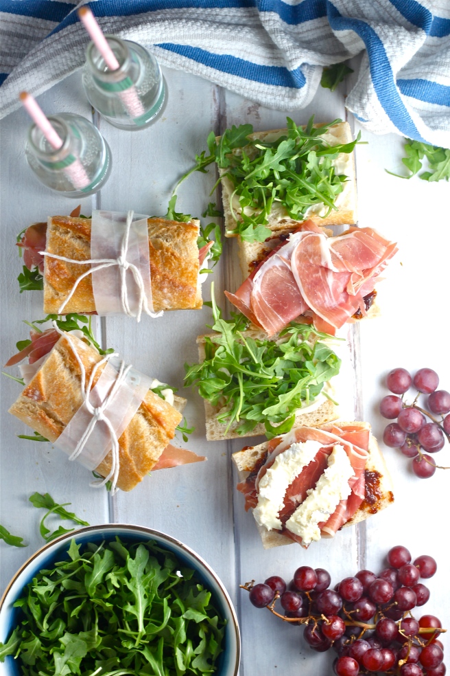These Prosciutto Picnic Sandwiches are an easy and delicious European-style lunch! | The Millennial Cook #sandwich #prosciutto #brie #fig #arugula
