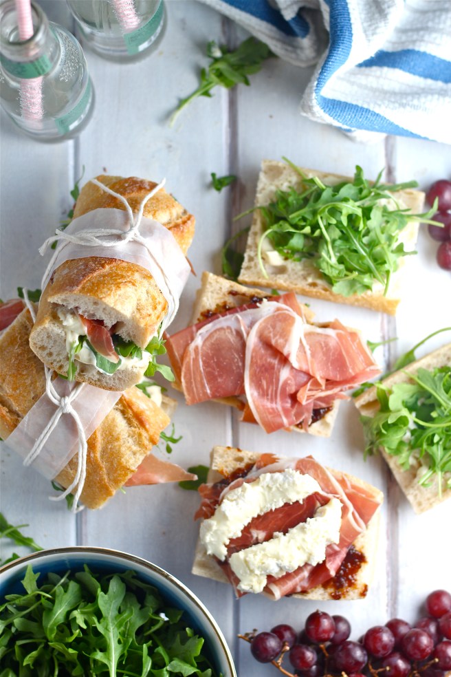 These Prosciutto Picnic Sandwiches are an easy and delicious European-style lunch! | The Millennial Cook #sandwich #prosciutto #brie #fig #arugula
