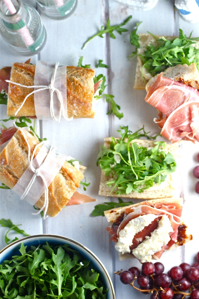 These Prosciutto Picnic Sandwiches are an easy and delicious European-style lunch! | The Millennial Cook #sandwich #prosciutto #brie #fig #arugula