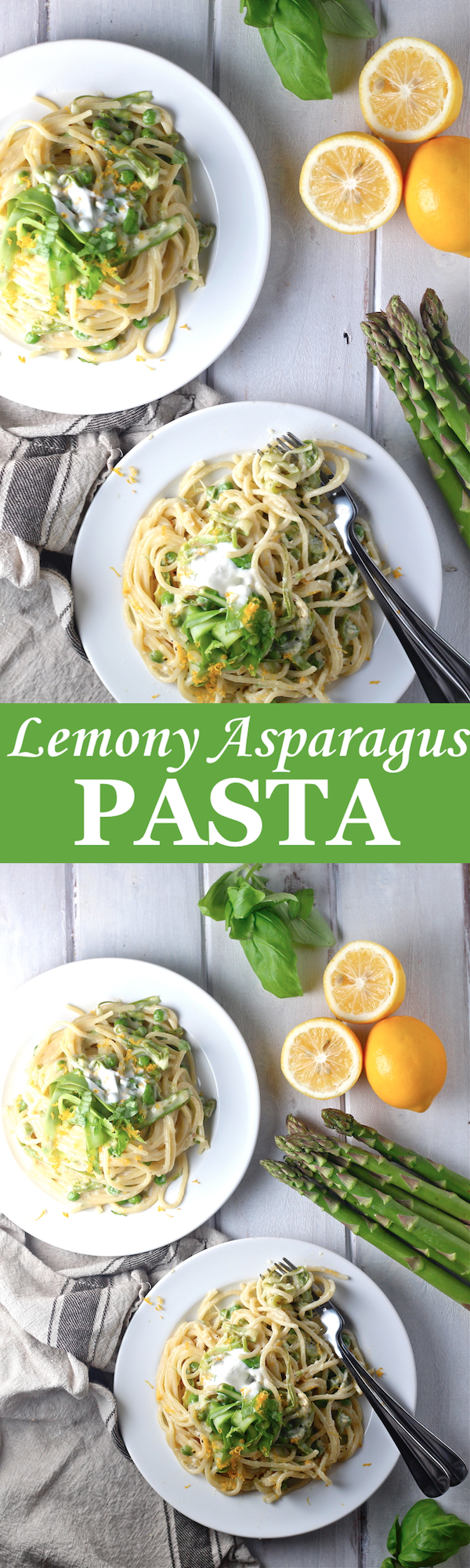 This Lemony Asparagus Pasta - with bright green peas and creme fraiche - is an easy and elegant dinner for spring! | The Millennial Cook #springrecipe #pasta #asparagus #lemon