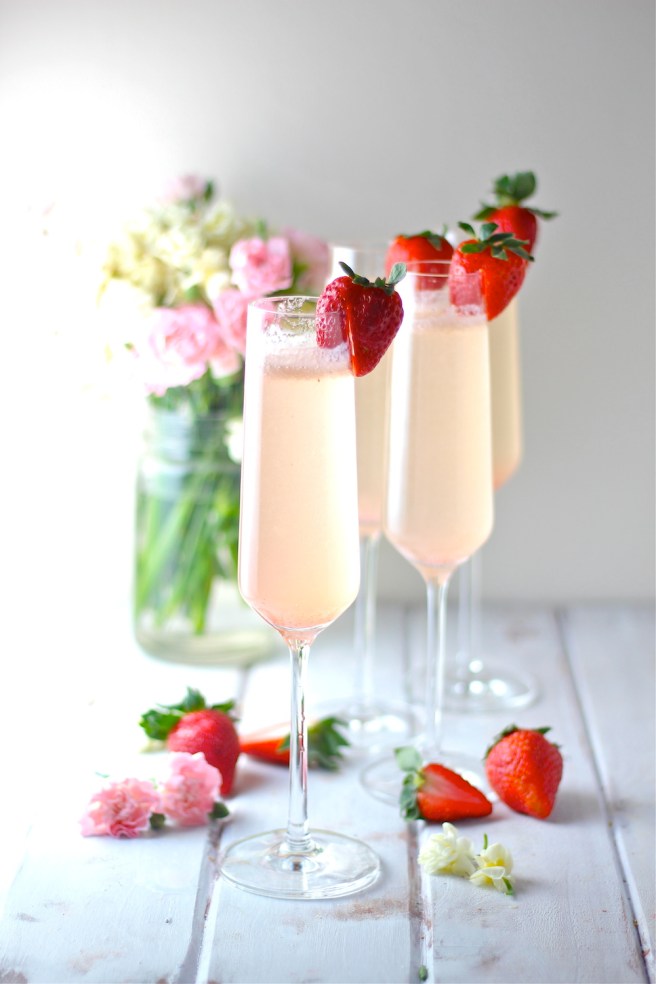 These Strawberry Elderflower Champagne Spritzers are the perfect light, sweet, and sparkling cocktail for spring! | The Millennial Cook #springrecipe #cocktail #strawberry #elderflower #champagne