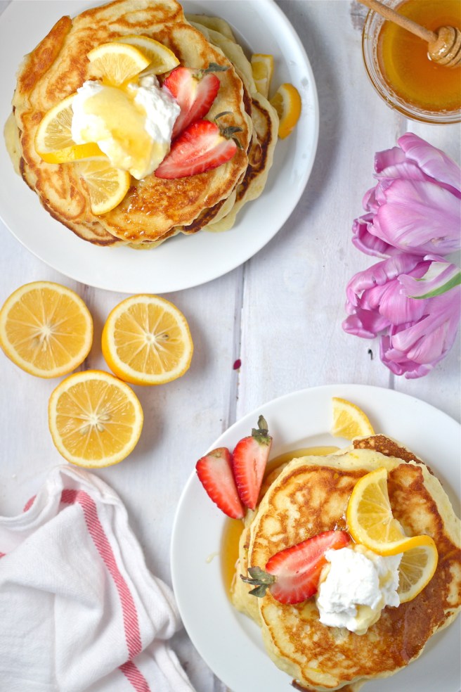 These Lemon Ricotta Pancakes are so light and airy - the perfect tart and creamy breakfast treat! | The Millennial Cook #breakfast #brunch #pancakes #lemon #ricotta