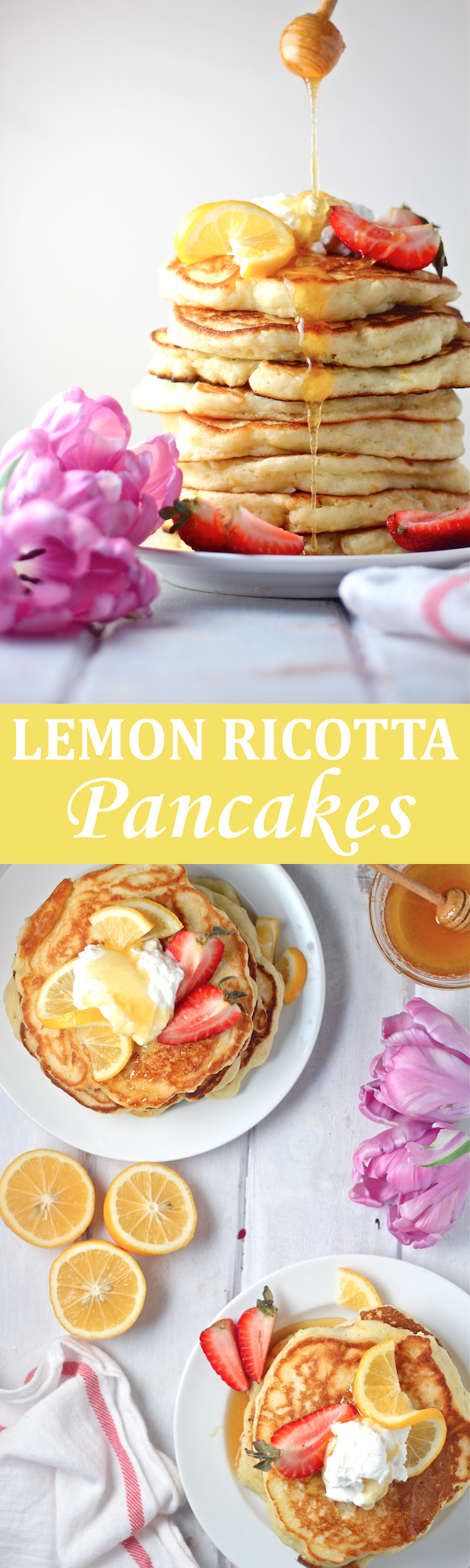 These Lemon Ricotta Pancakes are so light and airy - the perfect tart and creamy breakfast treat! | The Millennial Cook #breakfast #brunch #pancakes #lemon #ricotta