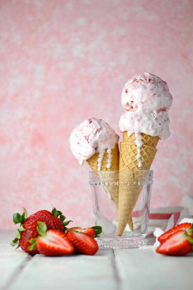This No Churn Strawberry Ice Cream is a fantastic sweet, fruity, and creamy homemade dessert! | The Millennial Cook #spring #springrecipe #icecream #strawberry