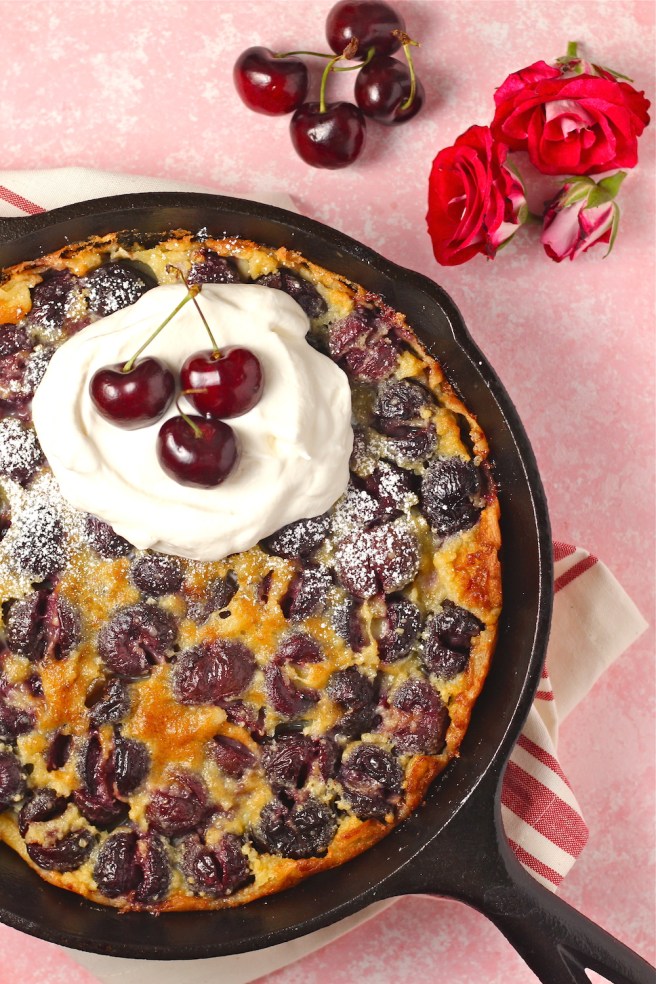 This Cherry Clafouti is a delicious light, sweet, and satisfying dessert that’s perfect for summer! | The Millennial Cook #summerrecipe #cherry #french #tart