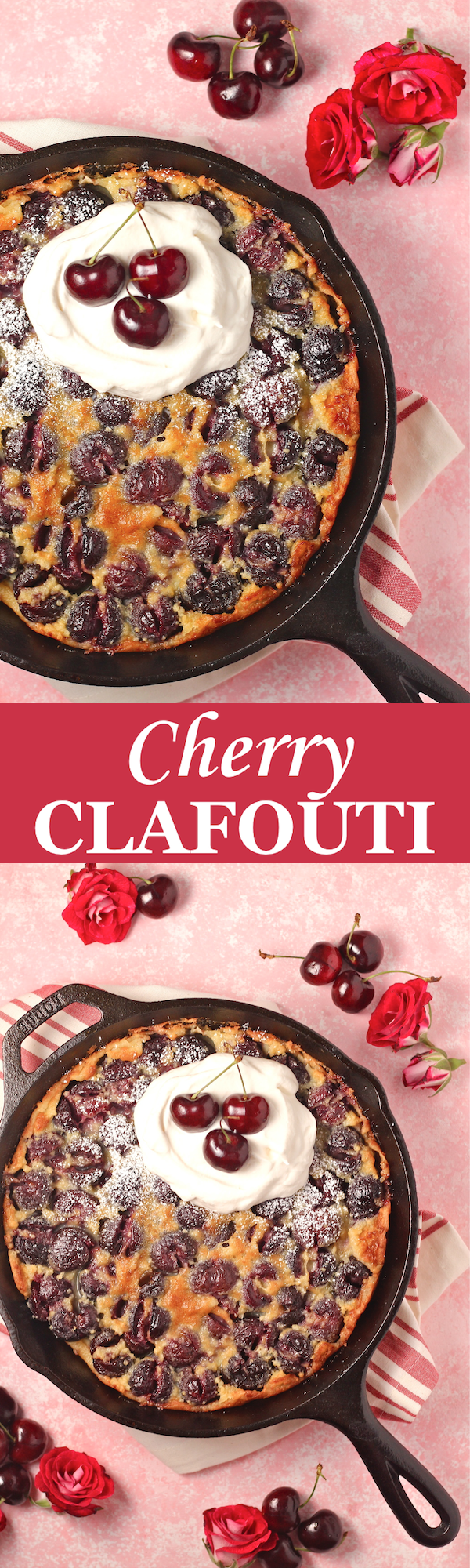 This Cherry Clafouti is a delicious light, sweet, and satisfying dessert that’s perfect for summer! | The Millennial Cook #summerrecipe #cherry #french #tart